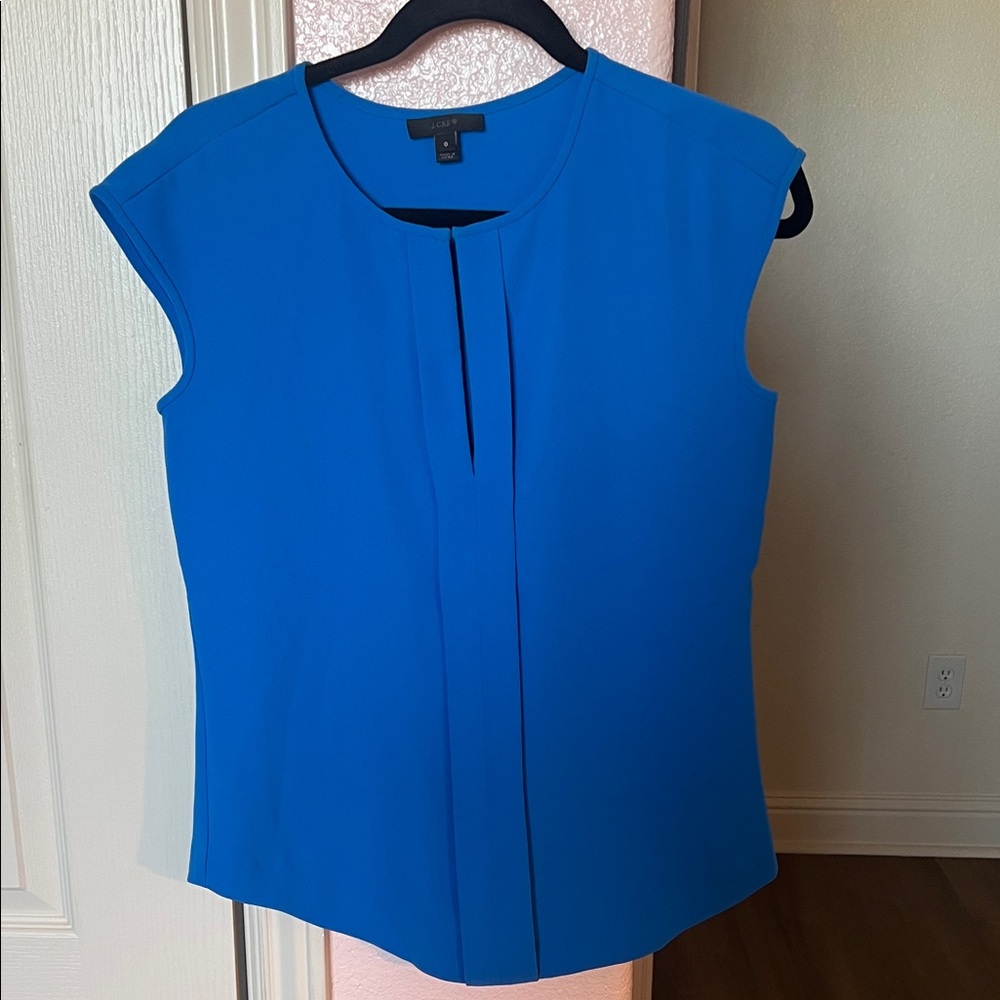 J. Crew Blue Cap Sleeve Fitted Blouse